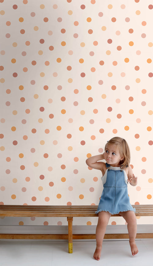 ESTAhome behang stip roze en oranje - 50 x 900 cm - 131625