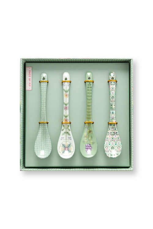 Pip Studio Theelepels Lily&Lotus - Porselein - Lichtgroen - Set van 4