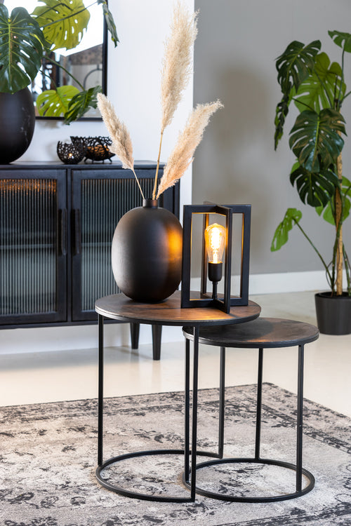 Light & Living bijzettafel TALCA - Ø49x50.5cm - zwart - Set van 2