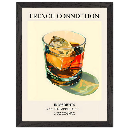Artfulprints Poster met Lijst French Connection cocktail - Ingrediënten   - 30x40 cm - Geel