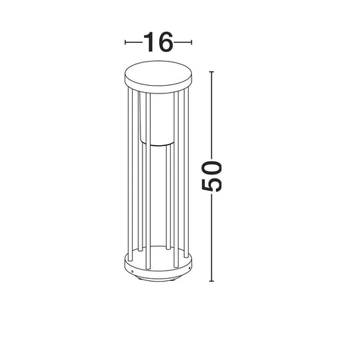 Nova Luce ELYSIUM 50 cm hoge, op de bovenkant te monteren buitenpaal, donker antraciet E27 1x12W IP65