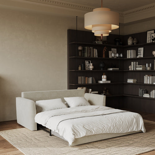 Sia Home - Slaapbank LUXO - zacht aanvoelende geweven stof crème 180cm