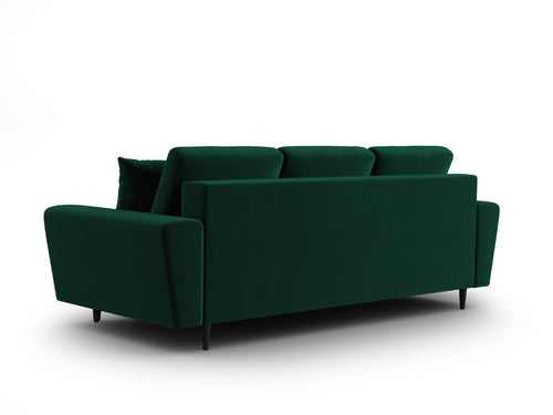Cosmopolitan Design Slaapbank met opbergdoos Kyoto 3-zits, flueel flessengroen - 100x235x88cm