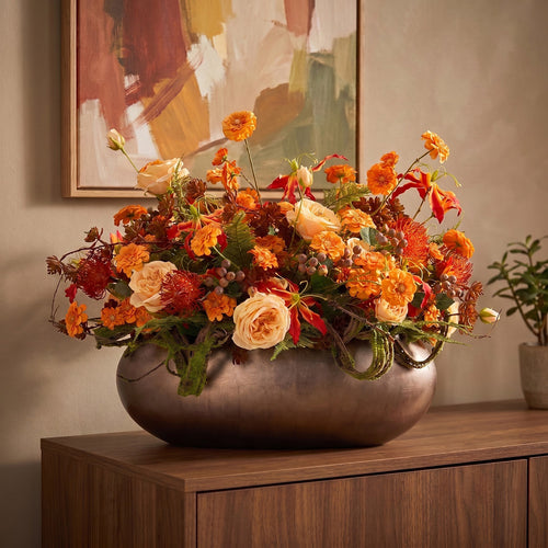 Maxifleur Kunstbloemstuk herfst Indy Santiago 60cm inclusief pot