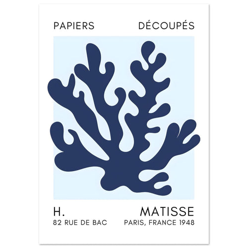 Artfulprints  Matisse – Saltflower shapes navy blue I   poster A4 21x29.7 cm
