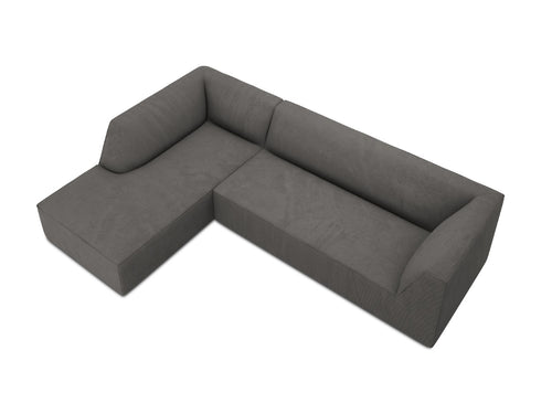 Micadoni linker hoekbank Ruby 4-zits, ribfluwelen, donkergrijs - 180x273x69cm