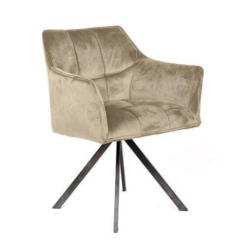 Giga Meubel Eetkamerstoel Raster - Champagne Velvet - Draaibaar - Set van 2 - Set van 2