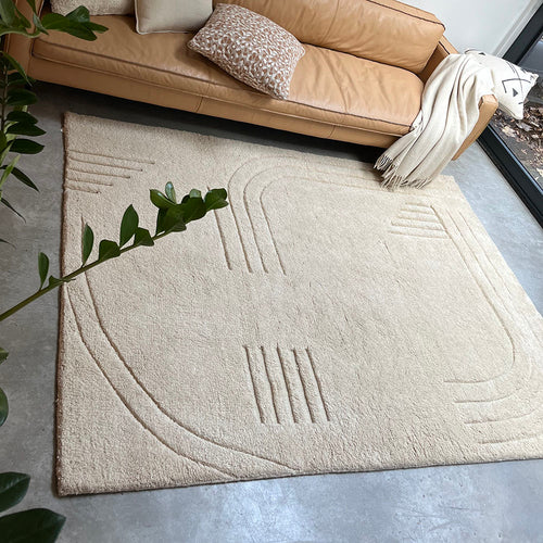 Malagoon vloerkleed Deco line - creme wit - 160x230cm 100% wol