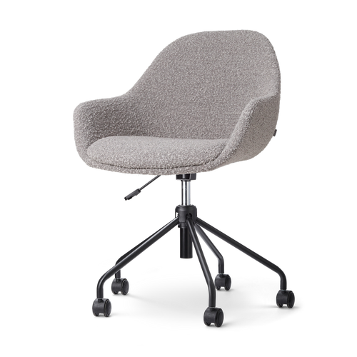 Nolon Nout-Mae Bureaustoel Bouclé Taupe - Armleuning - Zwart Onderstel
