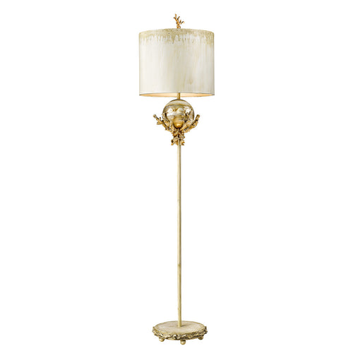 Elstead Trellis - 1 Lichts Vloerlamp Putty, Bladzilver, E27
