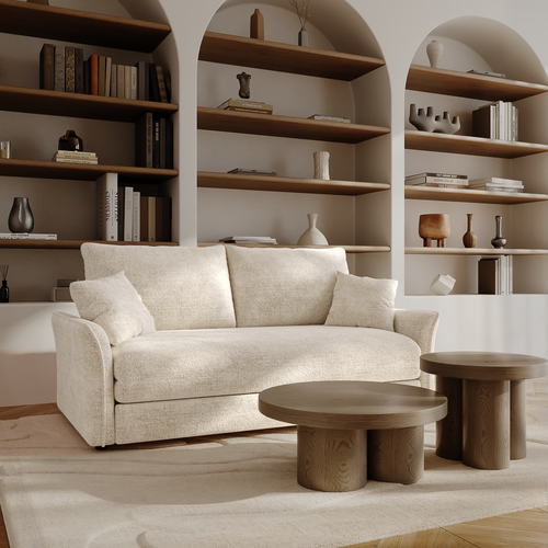 Premium Interiors - Slaapbank CHERY - getextureerd fluweel crème 176.5cm