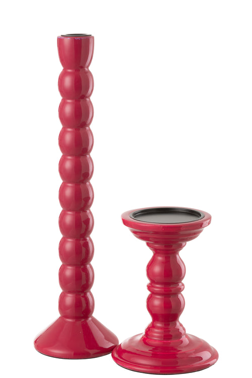J-Line kandelaar - hout - fuschia