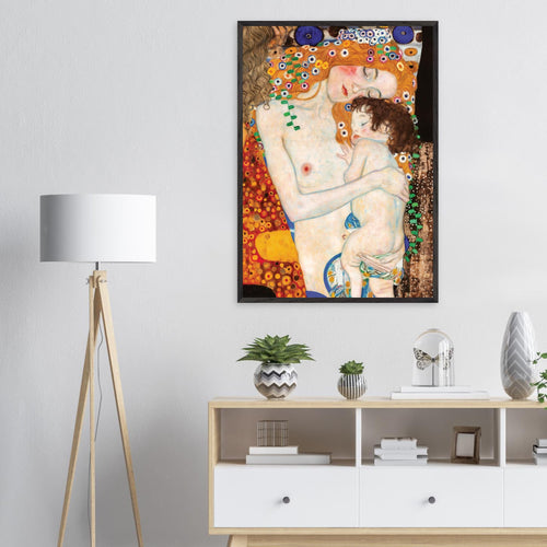 Artfulprints Poster met Lijst Gustav Klimt - The three ages of the woman   - 70x100 cm - Meerkleurig