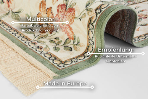 Oriental Velvet Carpet with Fringes Oriental Flowers 195x300 cm