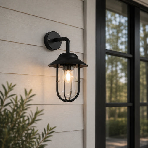 Searchlight buitenlamp Toronto - 1 lichts - 24  x 31   cm - zwart transparant