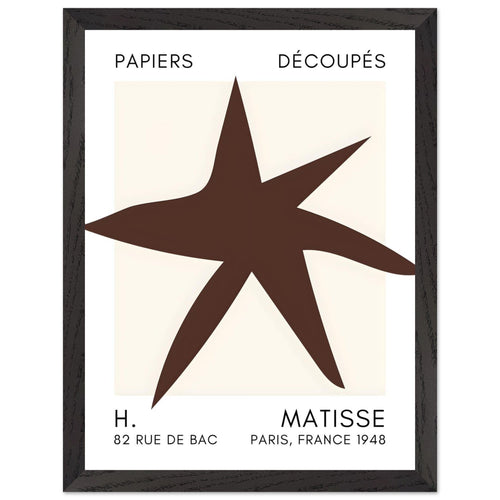 Artfulprints Poster met Lijst Matisse – Star of the sea brown   - 30x40 cm - Bruin