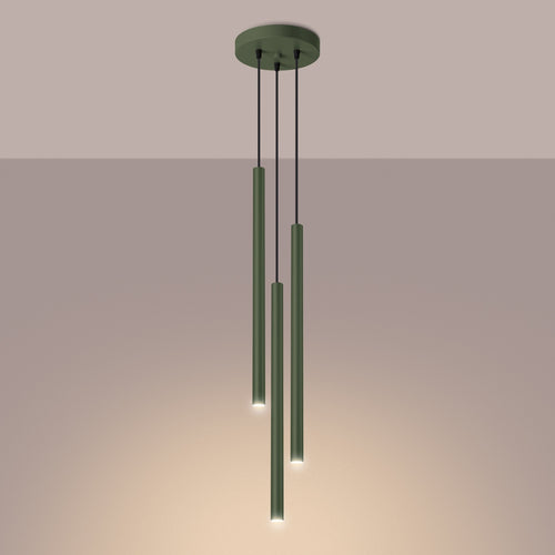 Sollux Lighting Hanglamp PASTELO 3P olijfgroen - 19,5x19,5x104cm