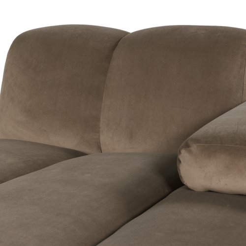 WOOOD chaise longue bank rechts Mojo - Velvet - Taupe - 74x124x162