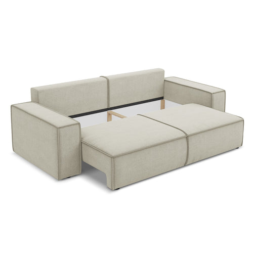 LaMiaSofa 3-zits slaapbank Livorno - textuurstof - lichtbeige - 255x105x85