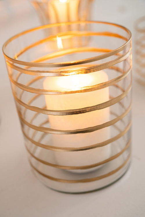 J-Line Kandelaar - glas - goud/transparant - large