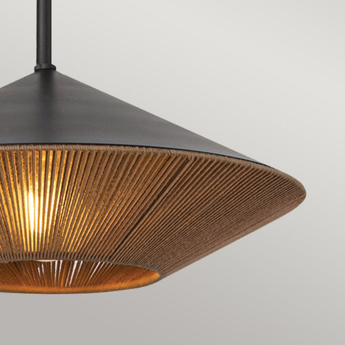 Kuppel-Pendelleuchte Modern Mattschwarz, Natur 1x E27