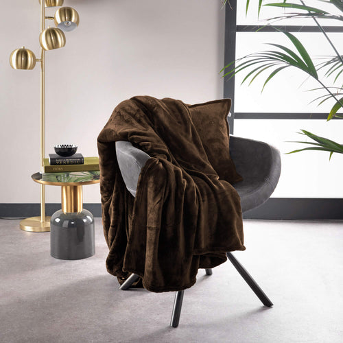 MARLEY - plaid 150x200 cm - fleece deken - extra dik - Chocolate Martini - donkerbruin