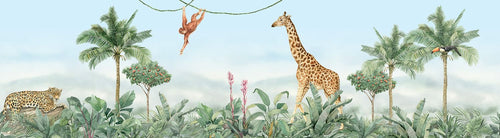 Sanders & Sanders zelfklevende behangrand jungle dieren groen en blauw - 500 x 13.8 cm - 601319