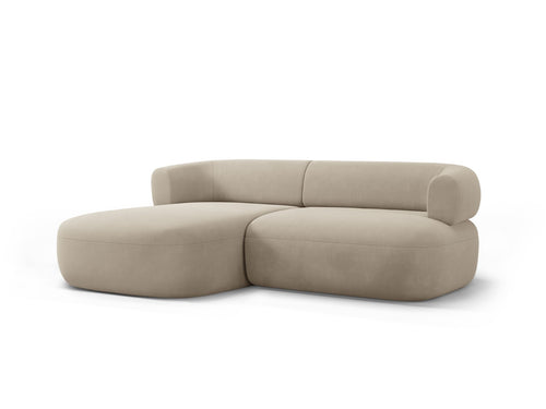 Micadoni linker hoekbank Jenny 5-zits, flueel beige - 145x200x73cm