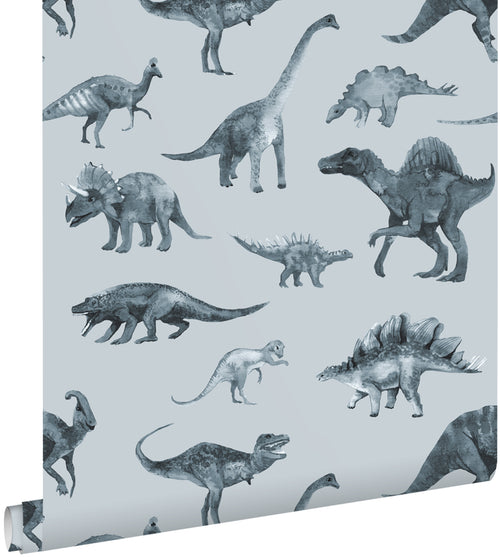 ESTAhome behang dinosaurussen blauw - 50 x 900 cm - 131207
