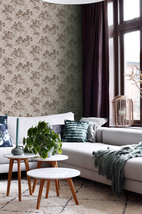 ESTAhome behang vintage bloemen oudroze - 50 x 900 cm - 139404
