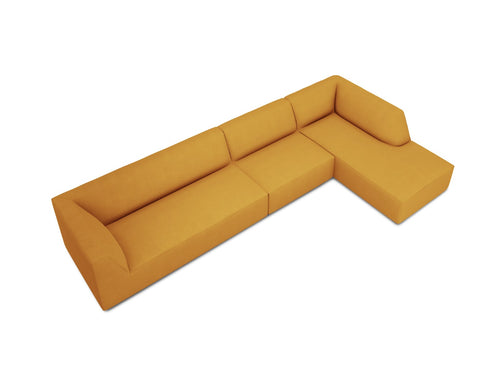 Micadoni rechter hoekbank Ruby 5-zits, structurele stof, geel - 180x366x69cm