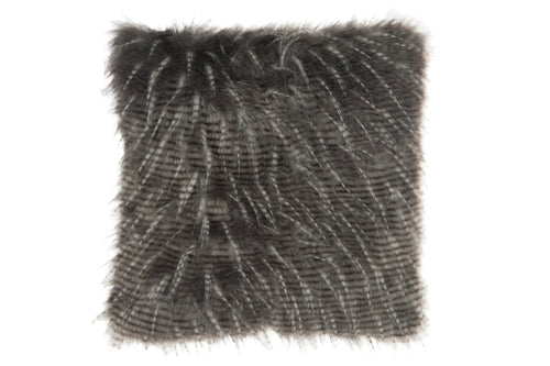 J-Line kussen Dikke Strepen Nepbont - imitatiebont - wit/grijs - vtwonen shop