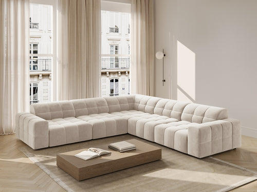 Cosmopolitan Design Hoekbank CHICAGO 4-zits, flueel lichtbeige - 285x285x78cm