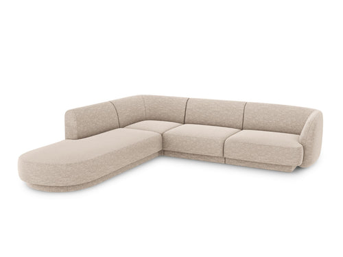 Micadoni - Linker hoekbank "Miley" 6 zitplaatsen, chenille, beige - 248x255x70cm