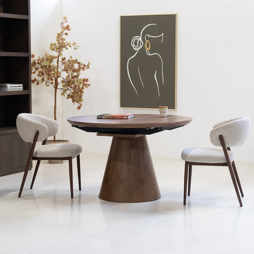 Giga Meubel Eettafel Sivan - Walnoot - Uitschuifbaar - Ø120/160cm - vtwonen shop