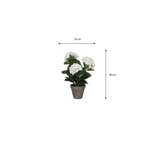 Mica Decorations Hortensia Kunstplant in Bloempot Stan - H40 x Ø35 cm - Wit