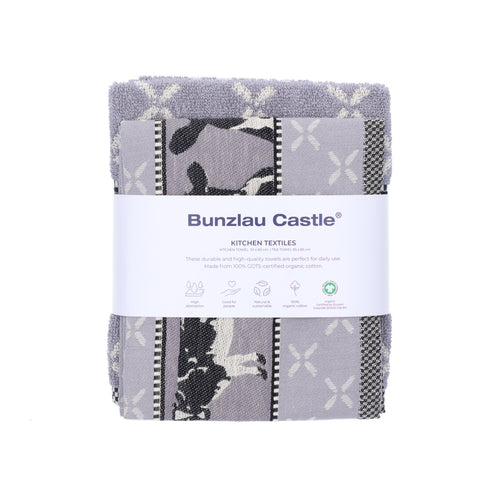 Luxe Keukendoek en Theedoek Koe Grijs - Bunzlau Castle - 100% biologisch GOTS katoen