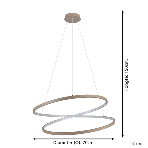 EGLO hanglamp Ruotale - led - ø 70 cm - zandkleur/beige/wit