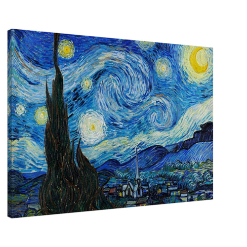 Artfulprints Canvas Vincent van Gogh - Starry night canvas - 90x60 cm - Blauw
