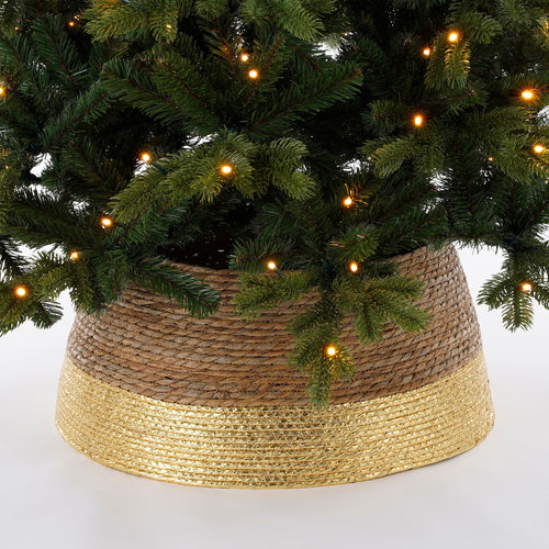 House of Seasons Kerstboomrok - H26 x Ø50 cm - Zeegras - Goud
