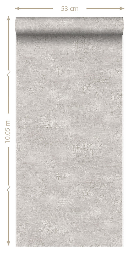 Origin Wallcoverings behang natuursteen met craquelé effect lichtgrijs - 53 cm x 10,05 m - 347565 - vtwonen shop