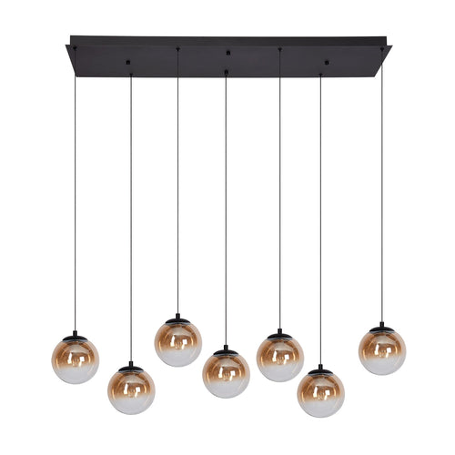 Atmooz hanglamp Monza 7 Rect. - zwart - 120 x 40 x H 167 cm - geïntegreerde led