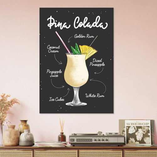 Artfulprints  Piña Colada cocktail – Illustratie   poster 50x70 cm