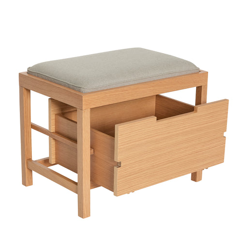 Hübsch bank Bifi - mdf/eikenfineer/eikenhout/polyester - 60x40xh48cm