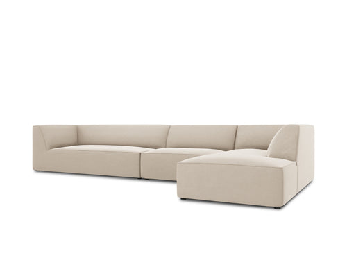 Micadoni rechter hoekbank Ruby 5-zits, flueel, beige - 180x366x69cm