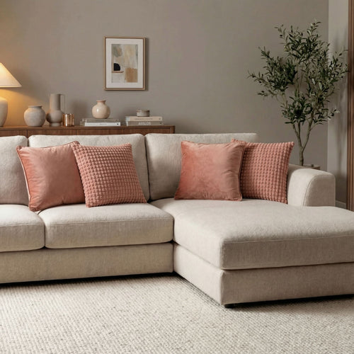 KUSSENSET - 4-delig - Texture Harmony - 45x45 cm - inclusief binnenkussens - roze