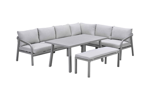 Lounge-diningset Monti - taupe - 7-persoons - aluminium
