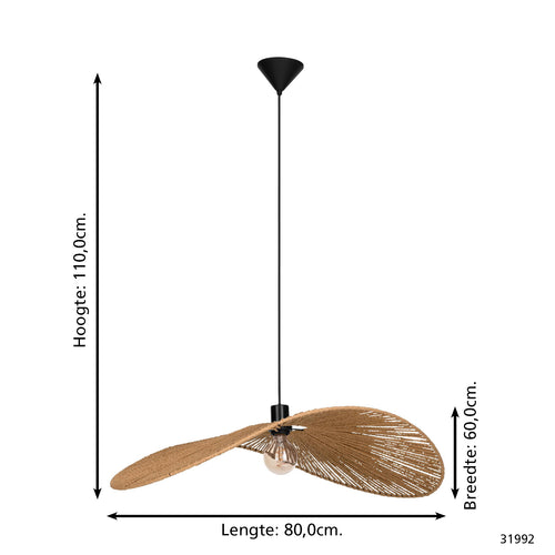 EGLO hanglamp Siruela - e27 - ø 80 cm - papier - natuur - vtwonen shop