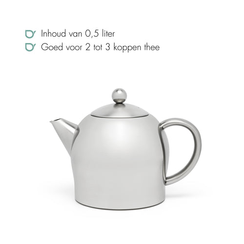Bredemeijer - Dubbelwandige theepot Minuet Santhee - 0,5 liter - RVS - Mat - vtwonen shop