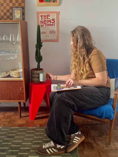 Leitmotiv kruk Cherish - rood - 29x29x47cm - vtwonen shop